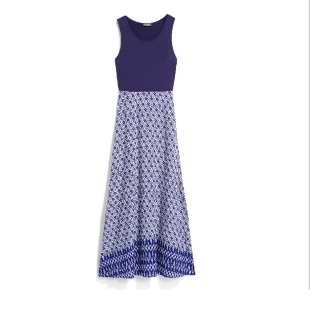Market & Spruce Navy and White Sleeveless “Rami” Maxi Dress